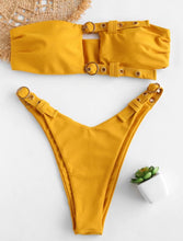 Buckled Cutout Bandeau Bikini set